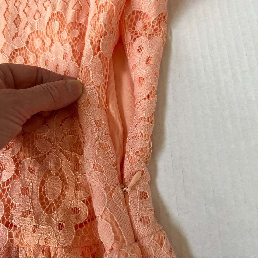 Maurices Light Peach/Coral Lace Peplum Blouse - Picture 9 of 10